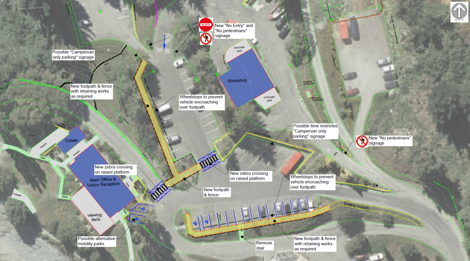 Map of proposed pedestrian improvements