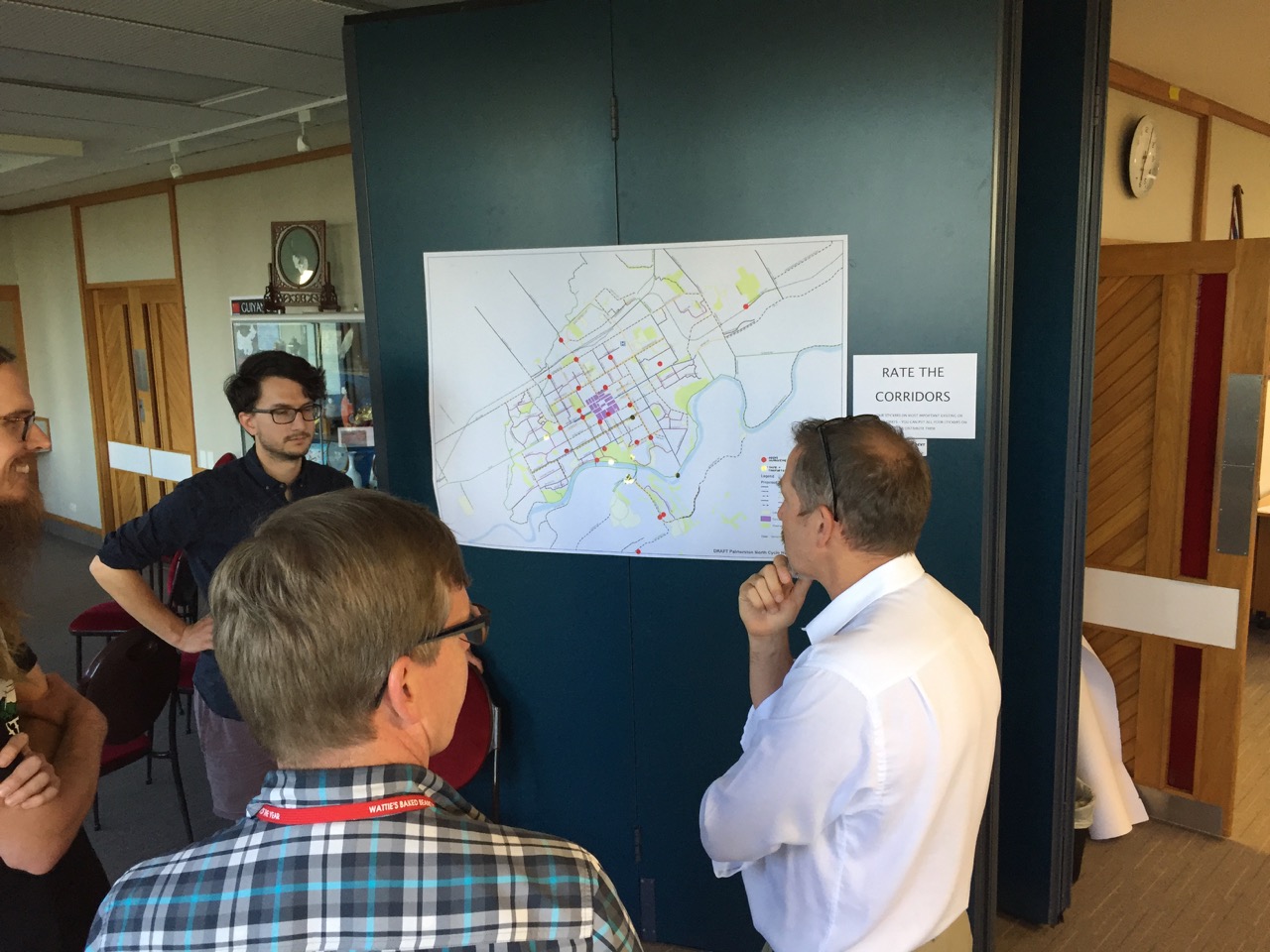 Workshop participants review a draft cycle network map