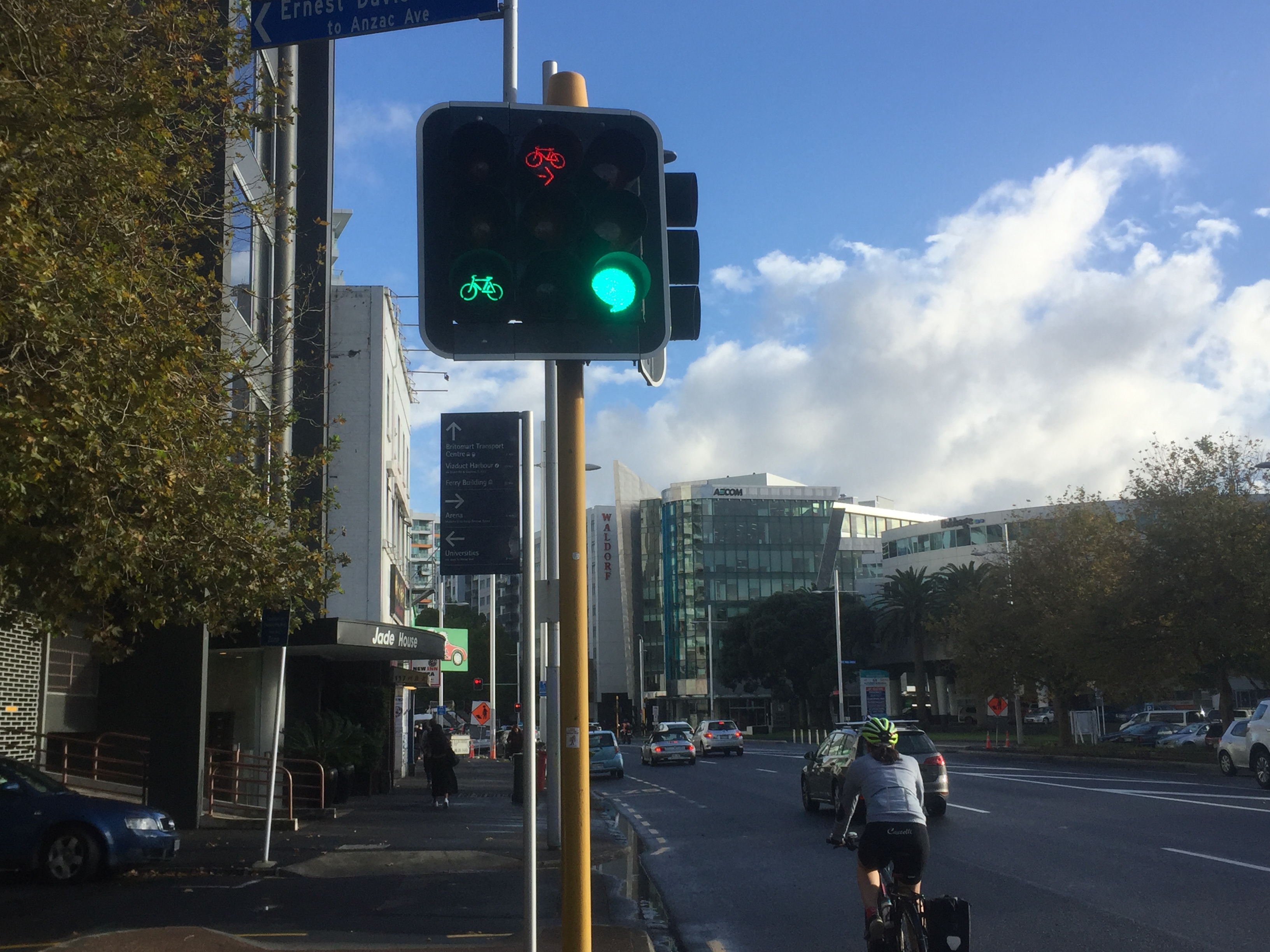 Traffic signals to separate through and diagonal cycling movements