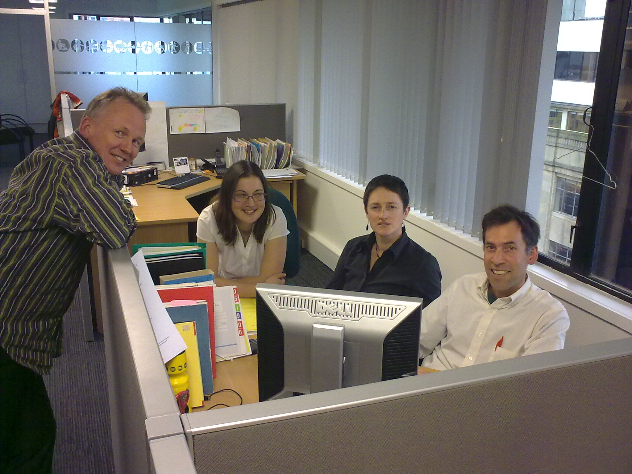 Axel (left), Megan, Jeanette and John work on a project together in the ViaStrada Christchurch office (October 2009)