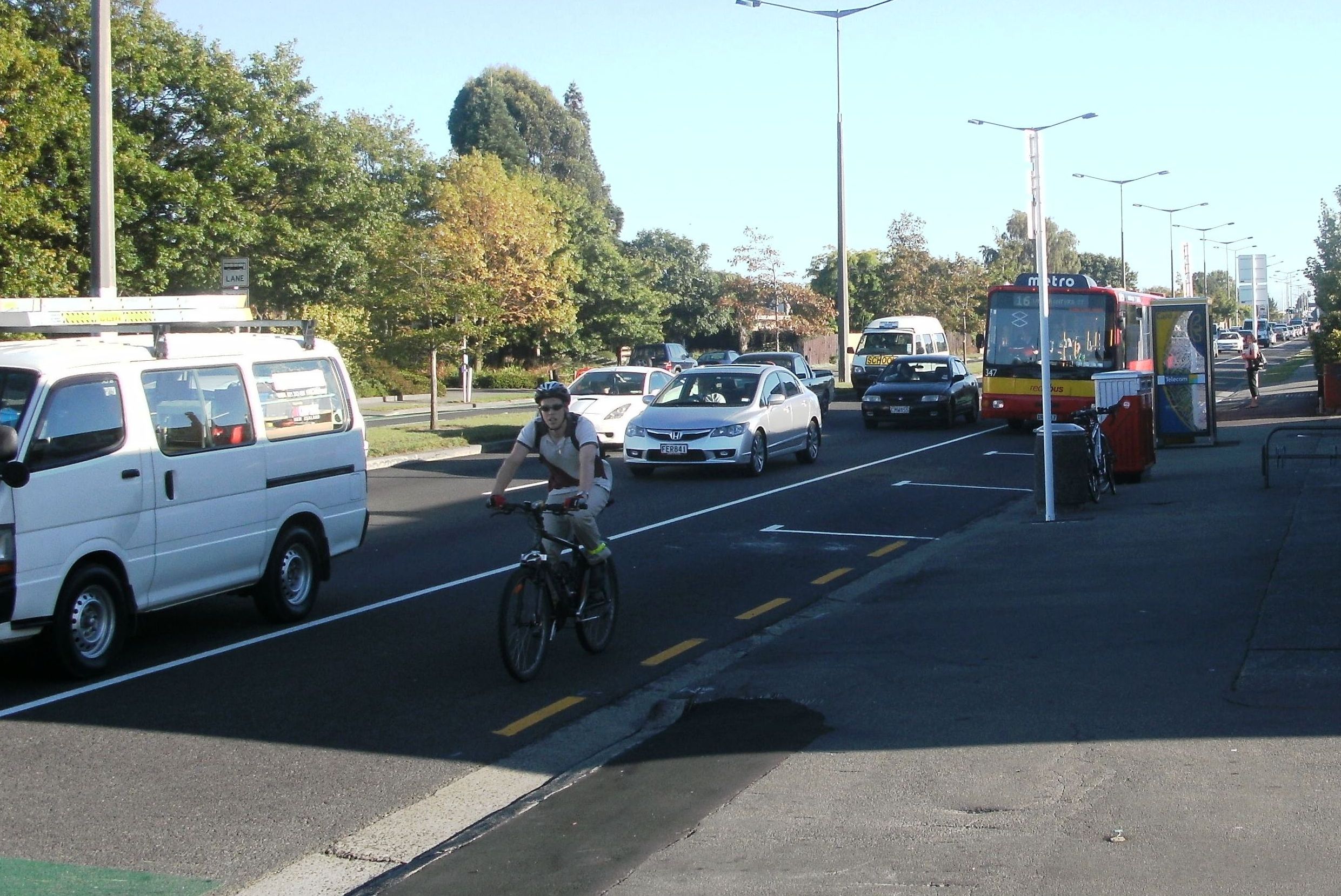 Two types of lane exist - narrow (as in this example) and wide, where buses and cyclists can easily overtake each other.