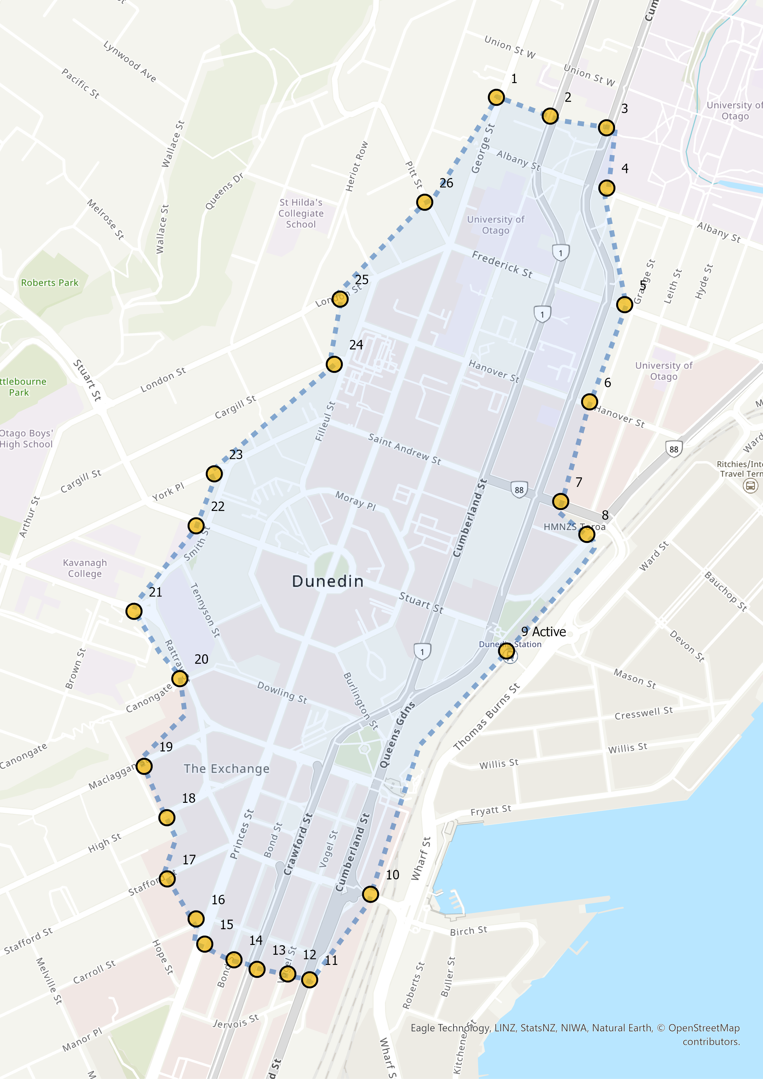 Cordon Site Map showing boundary of inner city cordon