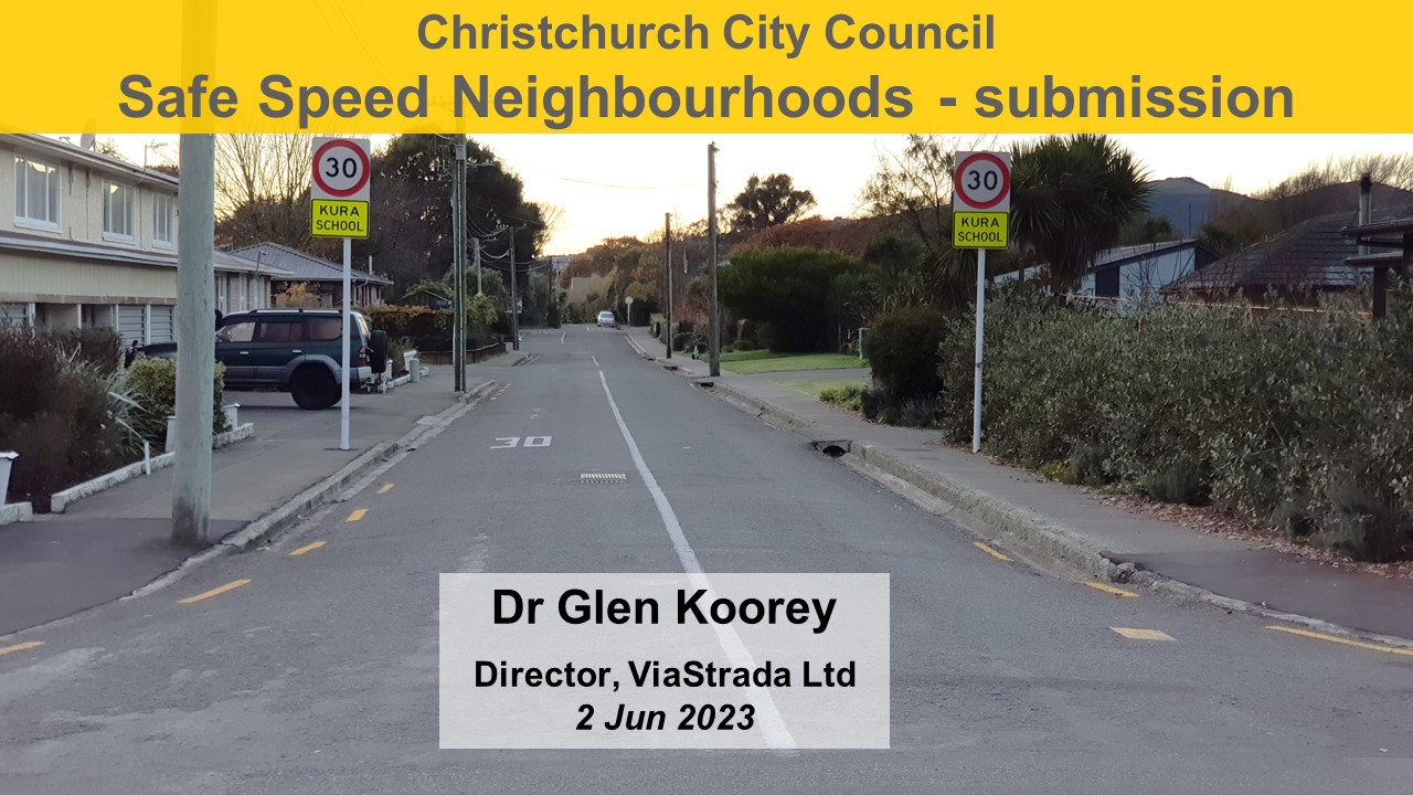 Title slide for submission to CCC on Safe Speed Neighbourhoods