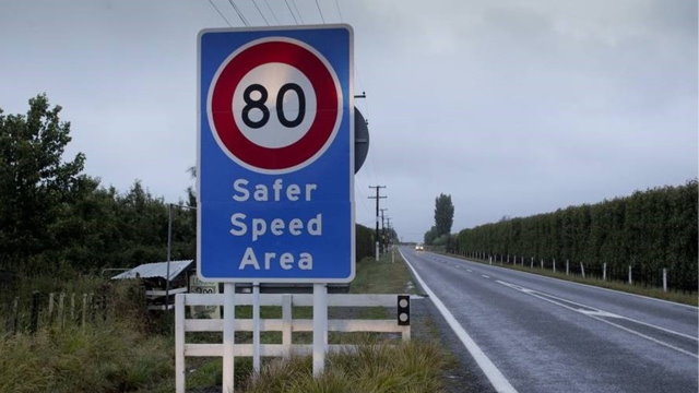 80k Safer Speed Area sign