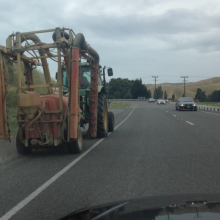 Tractor on road.
