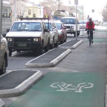 Separated Cycleway being used by a cyclist.
