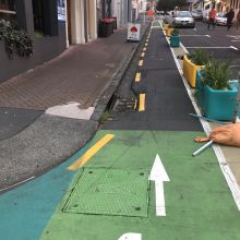 Federal Street contra-flow cycle lane.