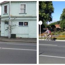 before and after view of an intersection that is closed