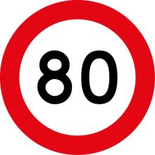 80 km/hour speed sign