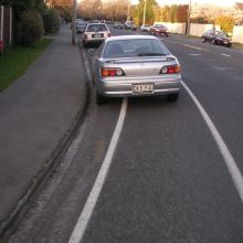 Parked car blocking cycle lane