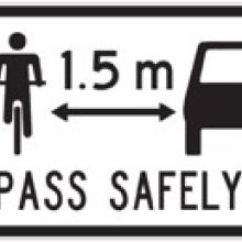 1.5 m Pass Safely past cyclists road sign
