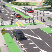 Concept illustration of a New Plymouth Street after treatment - DCM Urban