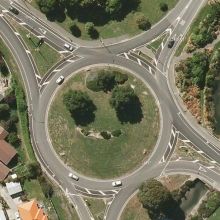 Aerial view of a roundabout in Christchurch