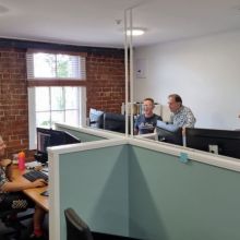 Staff in the new office