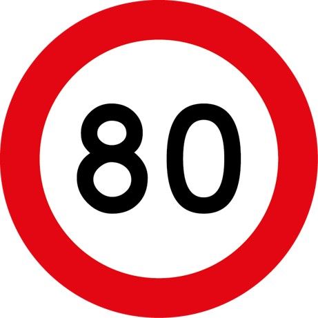80 km/hour speed sign