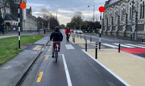 Temporary cycleway on Rolleston Ave, Christchurch