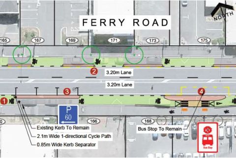 Ferry Road cycleway option 1