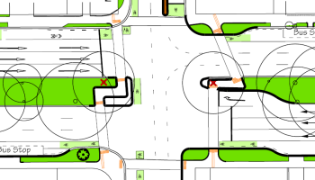 intersection drawing of Bealy / Madras st intersection