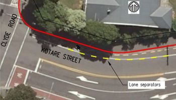 aerial view of cycle lane separator placements