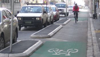 Separated Cycleway being used by a cyclist.