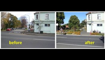 before and after view of an intersection that is closed