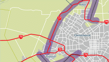 Christchurch Motorway Projects map.