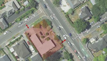 Plan view of the premises corner of Halton Street and Papanui Road